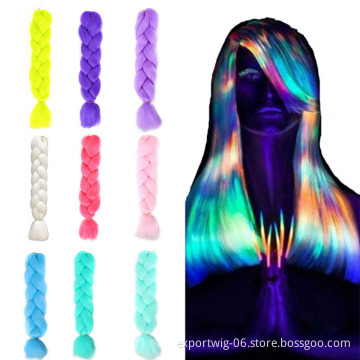 Glowing Synthetic Jumbo Braids Darkness Soft Braiding Hair Extensions Shining Hair For Halloween Christmas Festival Party